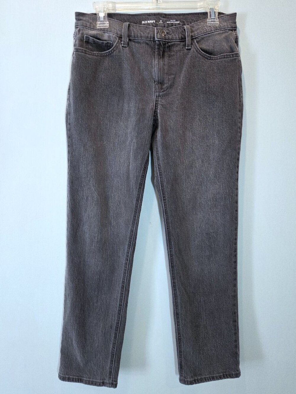 Old Navy Boyfriend Mid-Rise Gray Straight Leg Cropped Jeans Size 4